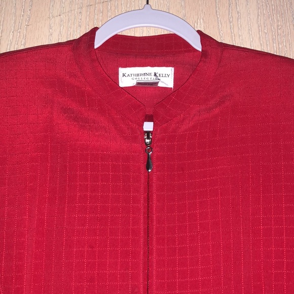 MUST GO PRICING Katherine Kelly Collection Women's Red Kimono Collar Jacket 10 - Picture 3 of 7